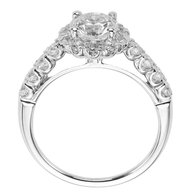 Artcarved Bridal Semi-Mounted with Side Stones Classic Halo Engagement Ring Jaime 14K White Gold