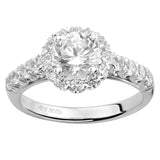 Artcarved Bridal Semi-Mounted with Side Stones Classic Halo Engagement Ring Jaime 14K White Gold