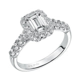 Artcarved Bridal Semi-Mounted with Side Stones Classic Halo Engagement Ring Gabby 14K White Gold