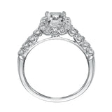 Artcarved Bridal Semi-Mounted with Side Stones Classic Halo Engagement Ring Gabby 14K White Gold