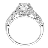 Artcarved Bridal Semi-Mounted with Side Stones Classic Halo Engagement Ring Gabby 14K White Gold