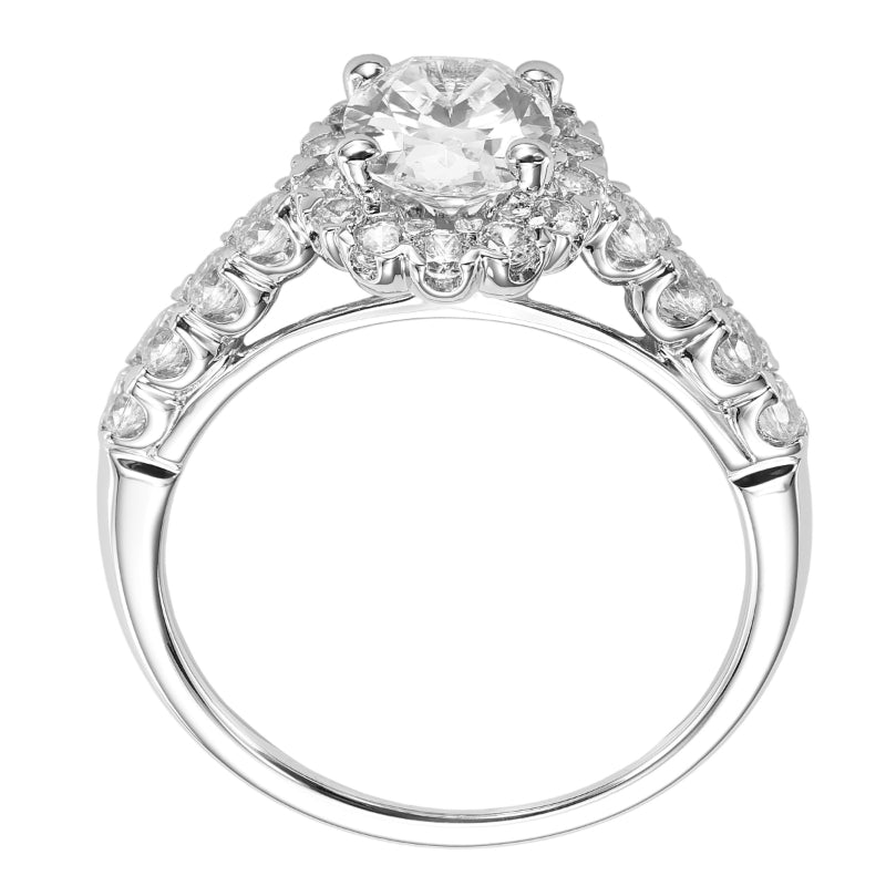 Artcarved Bridal Semi-Mounted with Side Stones Classic Halo Engagement Ring Gabby 14K White Gold