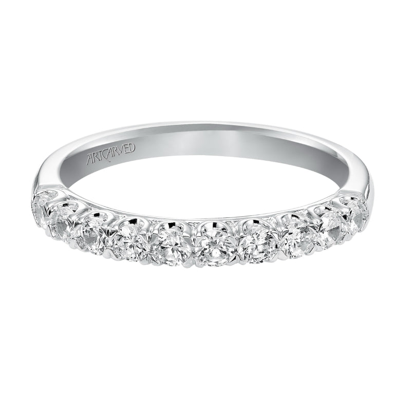 Artcarved Bridal Mounted with Side Stones Classic Halo Diamond Wedding Band Gabby 14K White Gold