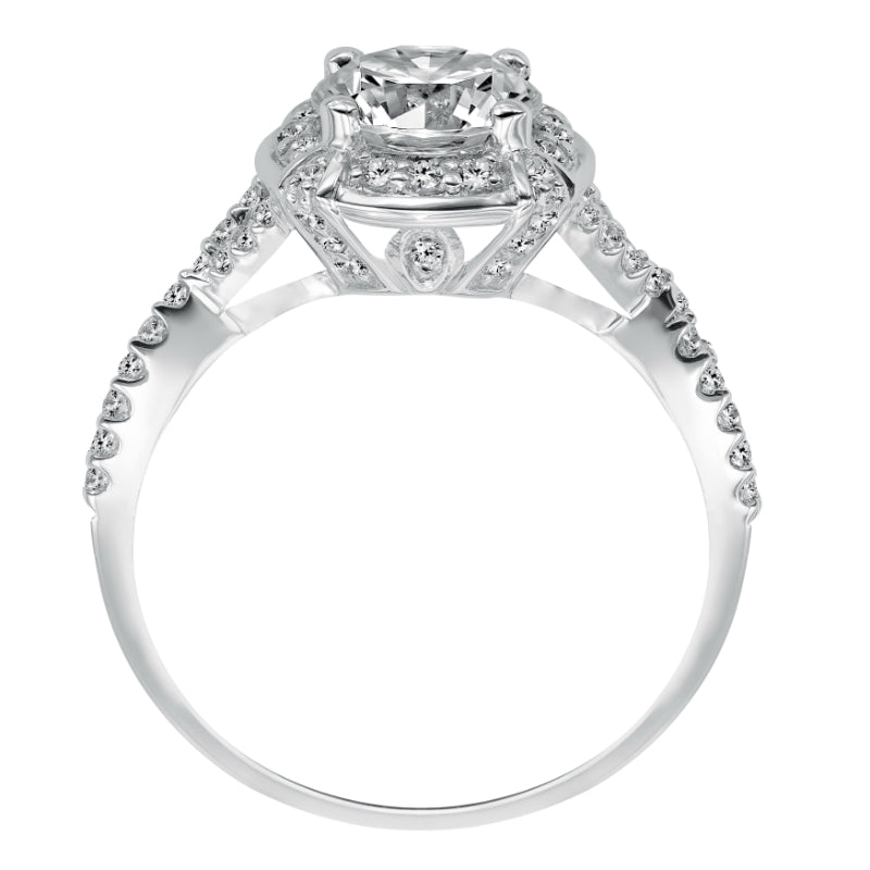 Artcarved Bridal Semi-Mounted with Side Stones Contemporary Halo Engagement Ring Julissa 14K White Gold