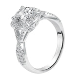 Artcarved Bridal Semi-Mounted with Side Stones Contemporary Halo Engagement Ring Julissa 14K White Gold