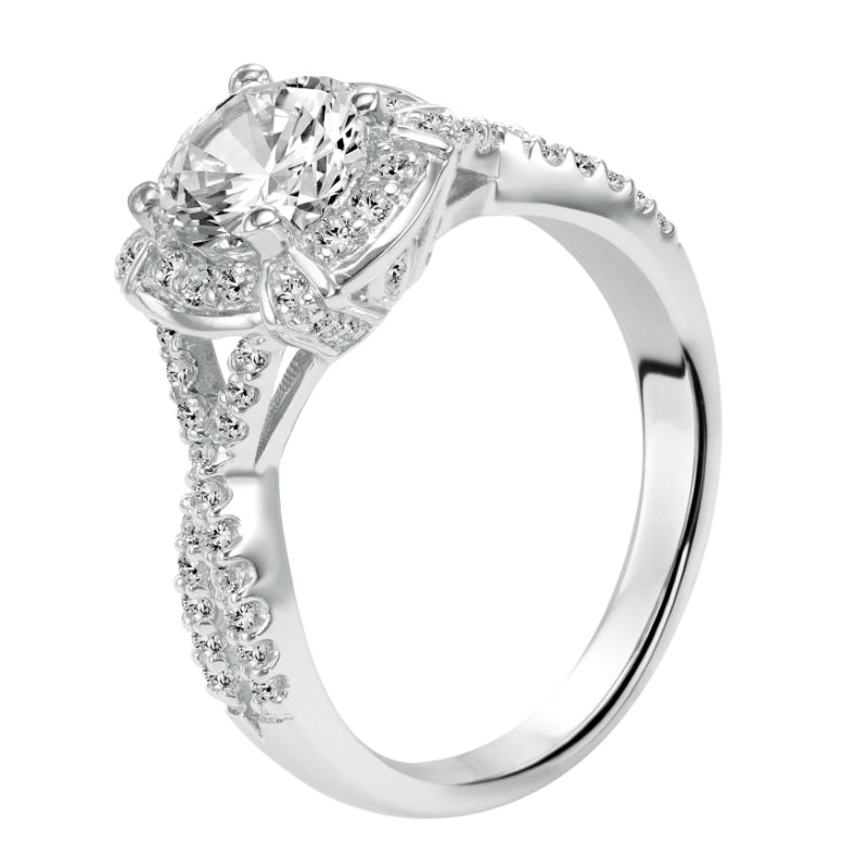 Artcarved Bridal Mounted with CZ Center Contemporary Halo Engagement Ring Julissa 14K White Gold