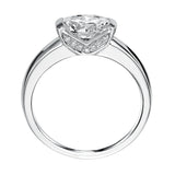 Artcarved Bridal Semi-Mounted with Side Stones Contemporary Engagement Ring Leona 14K White Gold