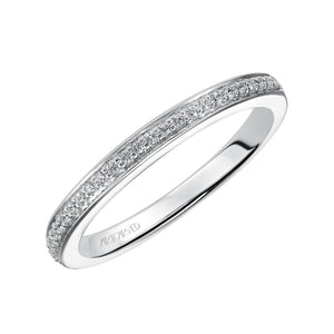 Artcarved Bridal Mounted with Side Stones Contemporary Diamond Wedding Band Leona 14K White Gold