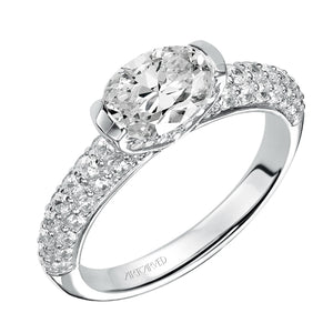 Artcarved Bridal Semi-Mounted with Side Stones Contemporary Engagement Ring Estelle 14K White Gold