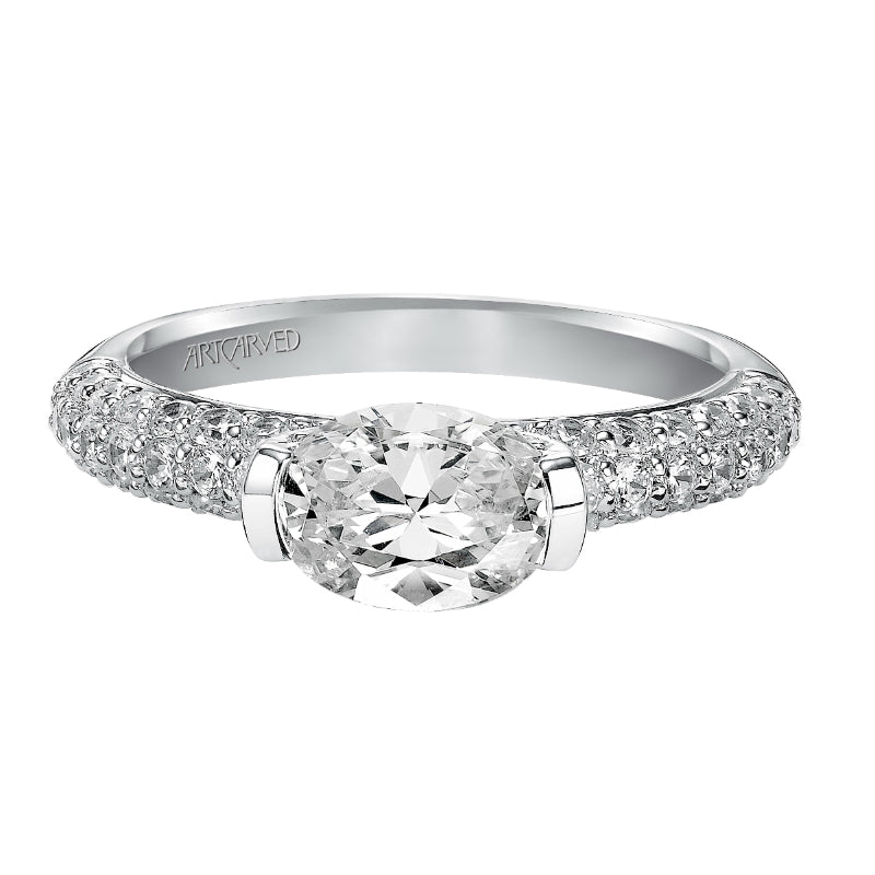 Artcarved Bridal Semi-Mounted with Side Stones Contemporary Engagement Ring Estelle 14K White Gold