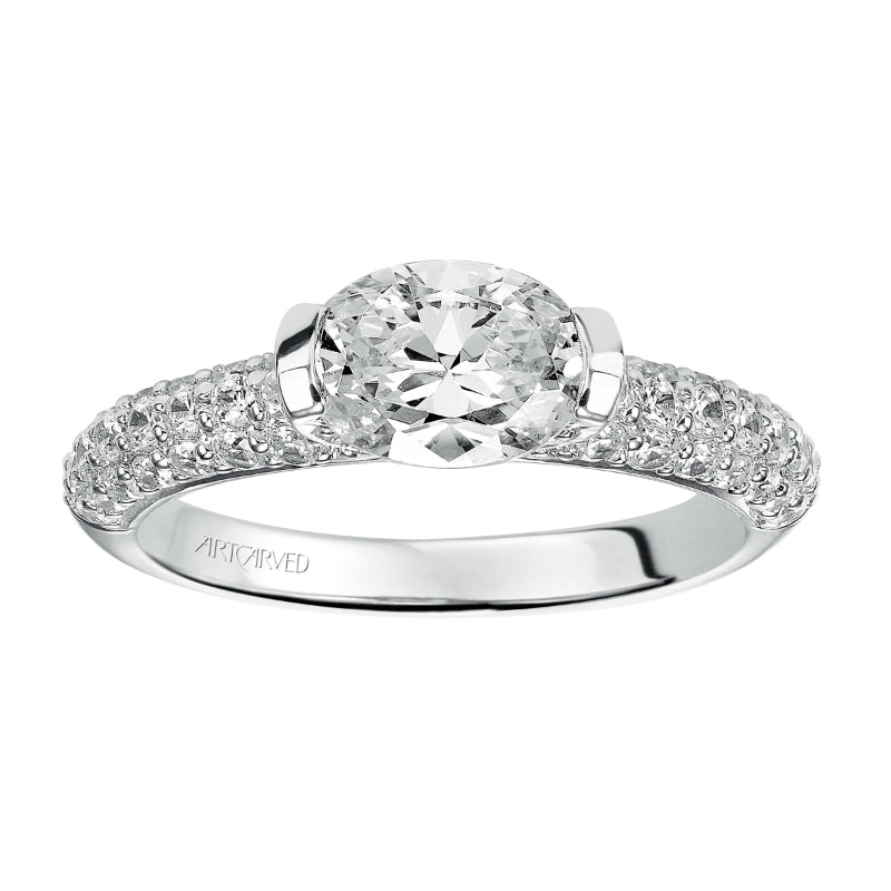 Artcarved Bridal Semi-Mounted with Side Stones Contemporary Engagement Ring Estelle 14K White Gold