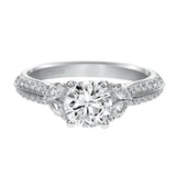 Artcarved Bridal Semi-Mounted with Side Stones Contemporary Engagement Ring Loretta 14K White Gold