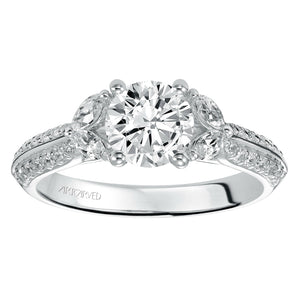 Artcarved Bridal Semi-Mounted with Side Stones Contemporary Engagement Ring Loretta 14K White Gold