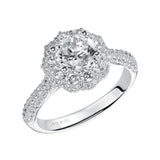 Artcarved Bridal Mounted with CZ Center Contemporary Halo Engagement Ring Tabitha 14K White Gold