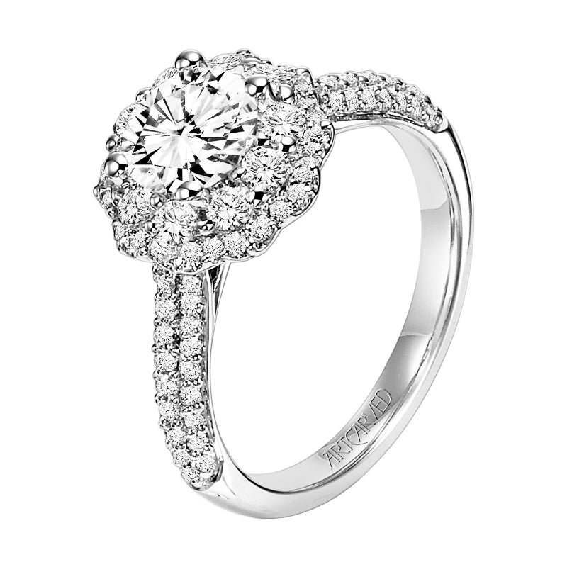 Artcarved Bridal Mounted with CZ Center Contemporary Halo Engagement Ring Tabitha 14K White Gold