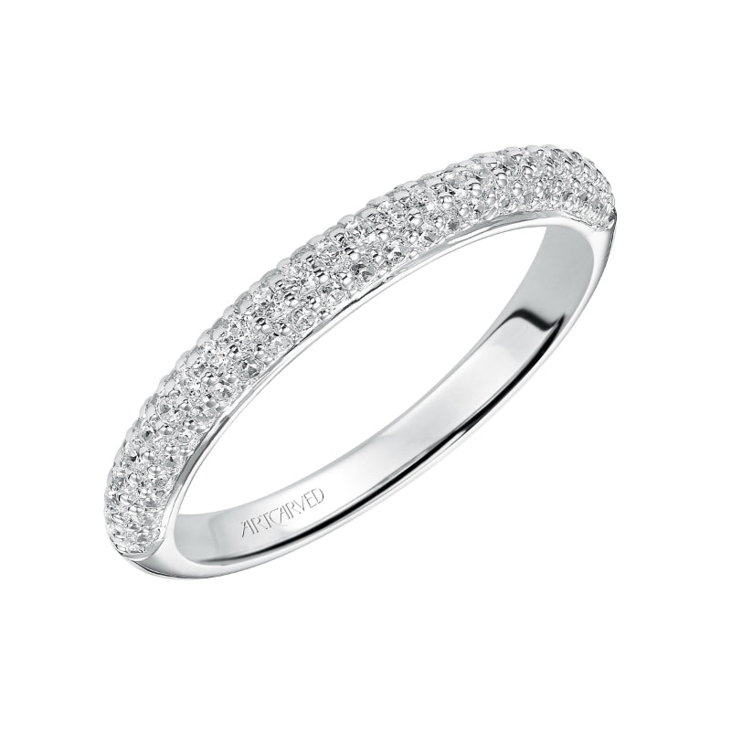 Artcarved Bridal Mounted with Side Stones Contemporary Diamond Wedding Band Tabitha 14K White Gold