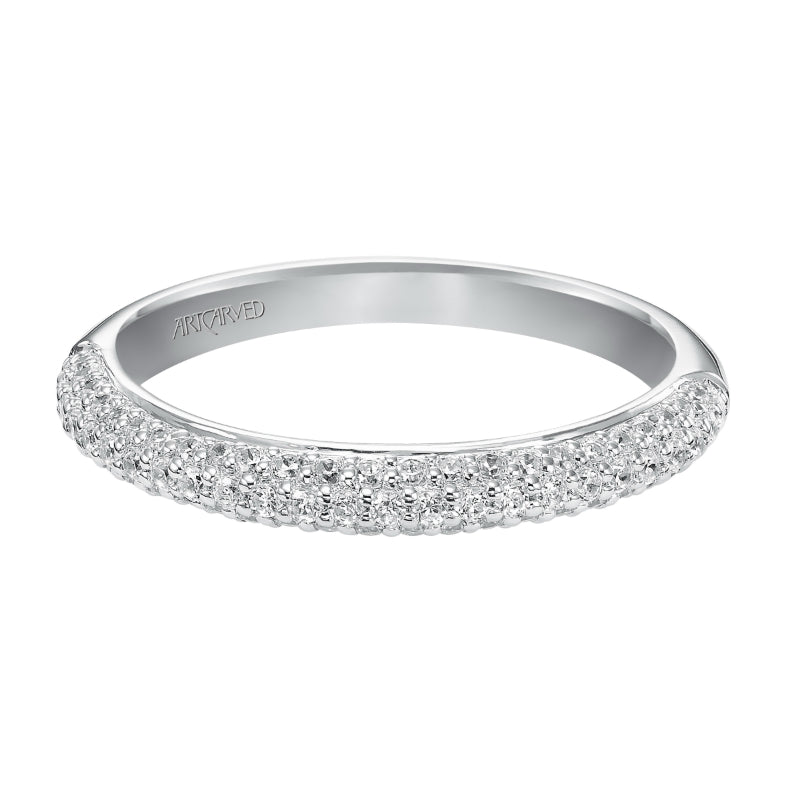 Artcarved Bridal Mounted with Side Stones Contemporary Diamond Wedding Band Tabitha 14K White Gold