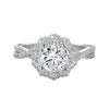 Artcarved Bridal Mounted with CZ Center Contemporary Floral Halo Engagement Ring Natasha 14K White Gold