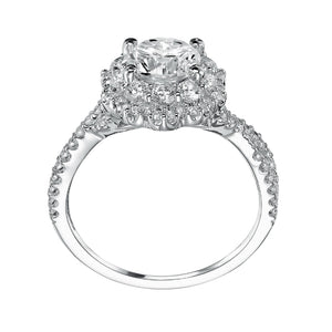 Artcarved Bridal Mounted with CZ Center Contemporary Floral Halo Engagement Ring Natasha 14K White Gold