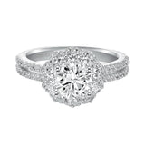 Artcarved Bridal Mounted with CZ Center Contemporary Halo Engagement Ring Jacqueline 14K White Gold