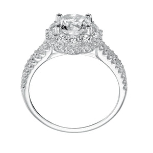 Artcarved Bridal Mounted with CZ Center Contemporary Halo Engagement Ring Jacqueline 14K White Gold