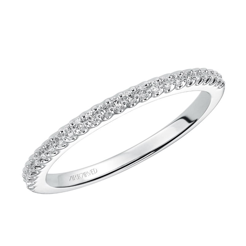 Artcarved Bridal Mounted with Side Stones Contemporary Diamond Wedding Band Jacqueline 14K White Gold