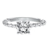 Artcarved Bridal Unmounted No Stones Contemporary Rope Solitaire Engagement Ring Joanna 14K White Gold