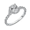 Artcarved Bridal Mounted with CZ Center Contemporary Rope Halo Engagement Ring Jolie 14K White Gold