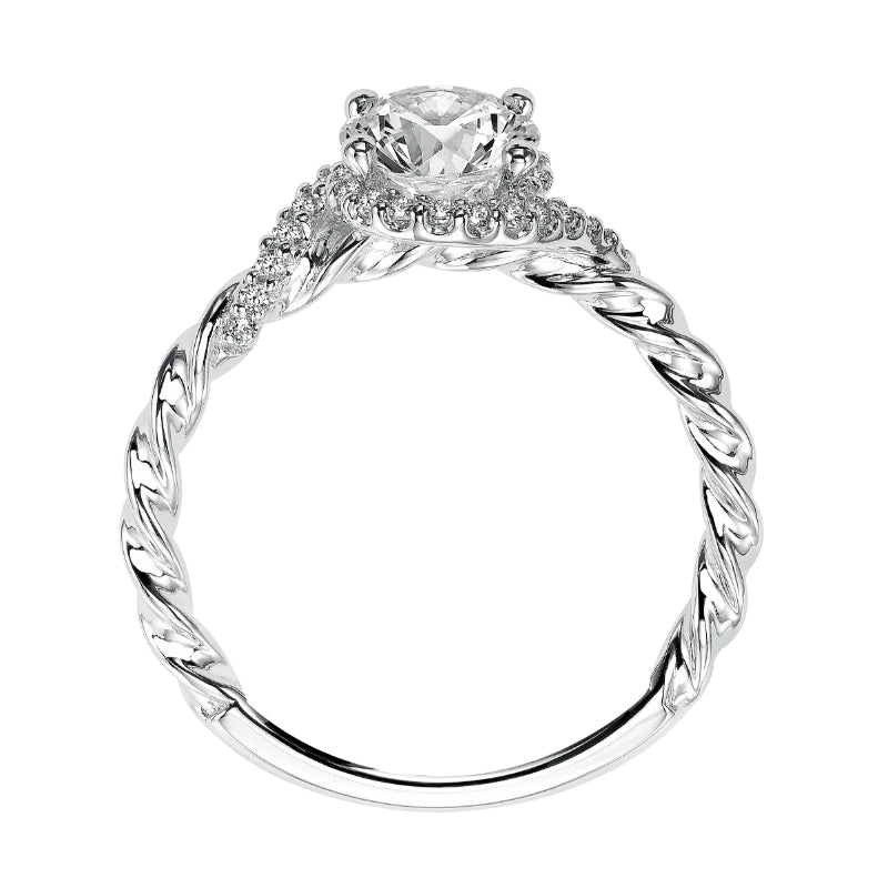 Artcarved Bridal Semi-Mounted with Side Stones Contemporary Rope Halo Engagement Ring Jolie 14K White Gold