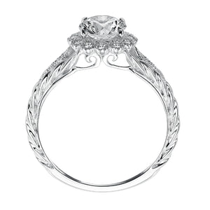 Artcarved Bridal Semi-Mounted with Side Stones Contemporary Twist Halo Engagement Ring Lila 14K White Gold