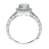 Artcarved Bridal Mounted with CZ Center Contemporary Twist Halo Engagement Ring Lila 14K White Gold