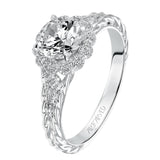 Artcarved Bridal Semi-Mounted with Side Stones Contemporary Twist Halo Engagement Ring Lila 14K White Gold