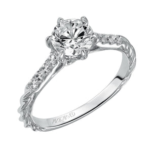 Artcarved Bridal Mounted with CZ Center Contemporary Twist Diamond Engagement Ring Meadow 14K White Gold