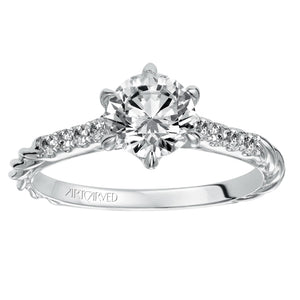 Artcarved Bridal Semi-Mounted with Side Stones Contemporary Twist Diamond Engagement Ring Meadow 14K White Gold