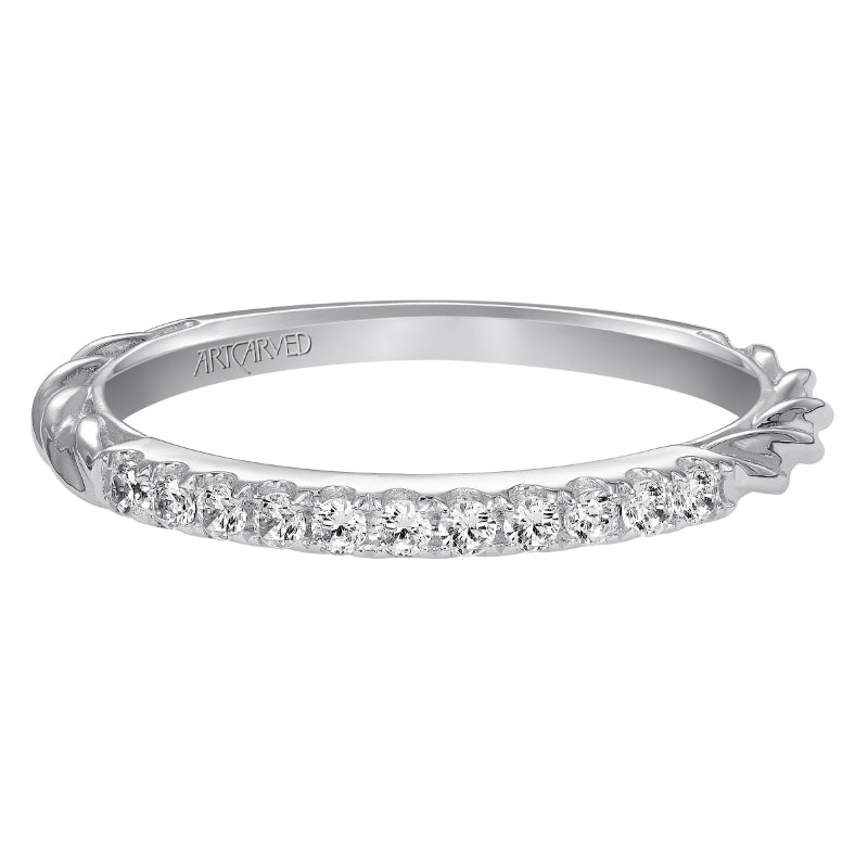 Artcarved Bridal Mounted with Side Stones Contemporary Twist Diamond Wedding Band Meadow 14K White Gold