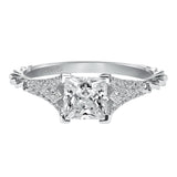 Artcarved Bridal Mounted with CZ Center Contemporary Engagement Ring Regina 14K White Gold