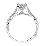 Artcarved Bridal Semi-Mounted with Side Stones Contemporary Engagement Ring Regina 14K White Gold