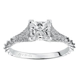 Artcarved Bridal Semi-Mounted with Side Stones Contemporary Engagement Ring Regina 14K White Gold