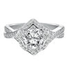 Artcarved Bridal Mounted with CZ Center Vintage Halo Engagement Ring Lucia 14K White Gold