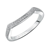 Artcarved Bridal Mounted with Side Stones Vintage Diamond Wedding Band Lucia 14K White Gold