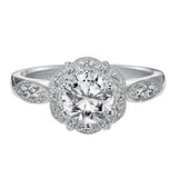 Artcarved Bridal Mounted with CZ Center Vintage Halo Engagement Ring Francesca 14K White Gold