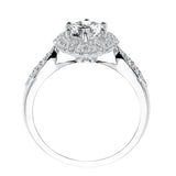 Artcarved Bridal Semi-Mounted with Side Stones Vintage Halo Engagement Ring Francesca 14K White Gold