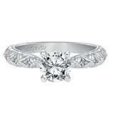 Artcarved Bridal Mounted with CZ Center Vintage Engagement Ring Collete 14K White Gold