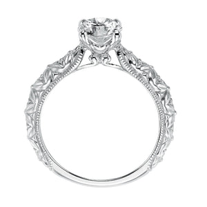 Artcarved Bridal Mounted with CZ Center Vintage Engagement Ring Collete 14K White Gold