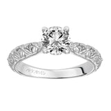 Artcarved Bridal Semi-Mounted with Side Stones Vintage Engagement Ring Collete 14K White Gold