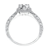 Artcarved Bridal Mounted with CZ Center Vintage Engraved Halo Engagement Ring Catrina 14K White Gold