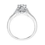 Artcarved Bridal Mounted with CZ Center Vintage Vintage Halo Engagement Ring Farrah 14K White Gold