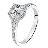 Artcarved Bridal Mounted with CZ Center Vintage Vintage Halo Engagement Ring Farrah 14K White Gold