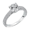 Artcarved Bridal Mounted with CZ Center Vintage Engraved Diamond Engagement Ring Antonia 14K White Gold