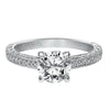 Artcarved Bridal Semi-Mounted with Side Stones Vintage Engraved Diamond Engagement Ring Antonia 14K White Gold